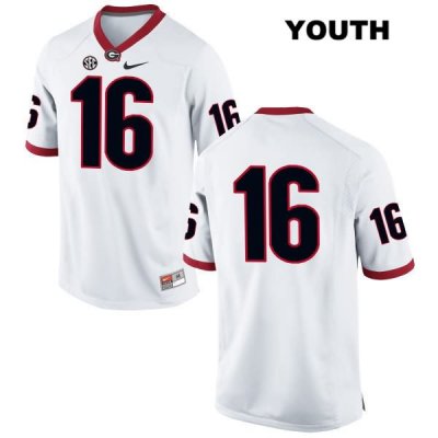 Youth Georgia Bulldogs NCAA #16 Divaad Wilson Nike Stitched White Authentic No Name College Football Jersey PSK8254DY